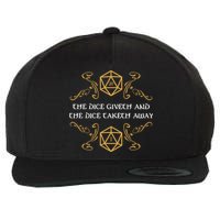 The Dice Giveth And Taketh Dungeons And Dragons Inspired Wool Snapback Cap