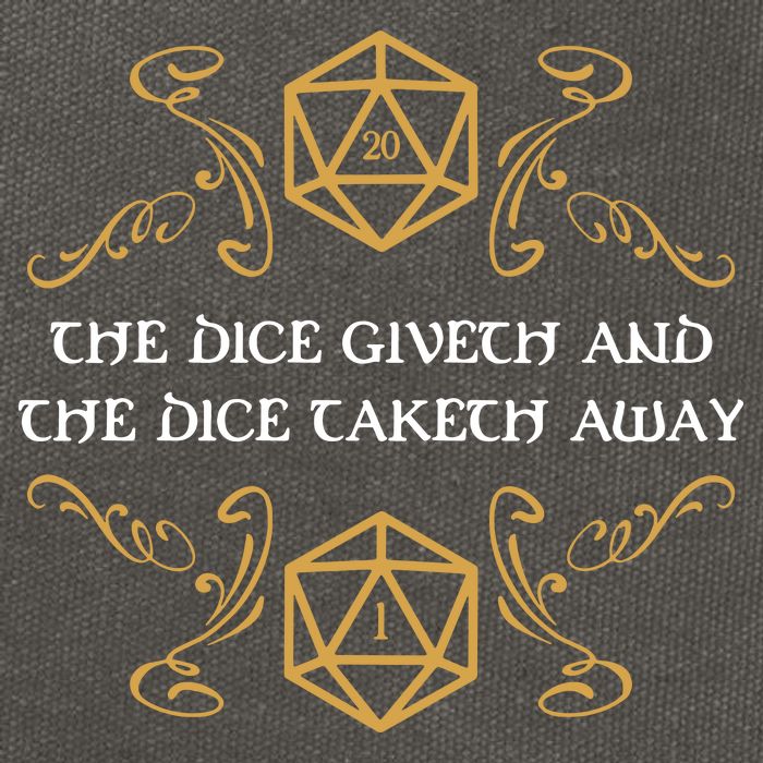 The Dice Giveth And Taketh Dungeons And Dragons Inspired Cotton Canvas Backpack