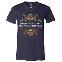 The Dice Giveth And Taketh Dungeons And Dragons Inspired V-Neck T-Shirt