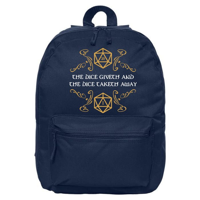 The Dice Giveth And Taketh Dungeons And Dragons Inspired 16 in Basic Backpack