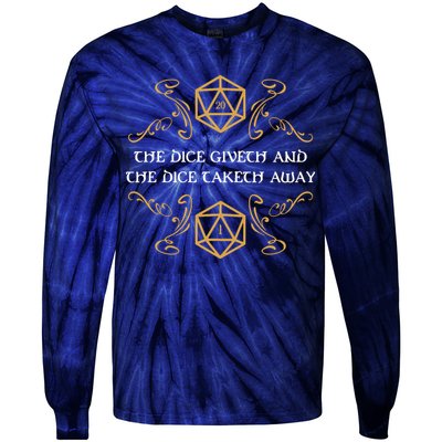 The Dice Giveth And Taketh Dungeons And Dragons Inspired Tie-Dye Long Sleeve Shirt