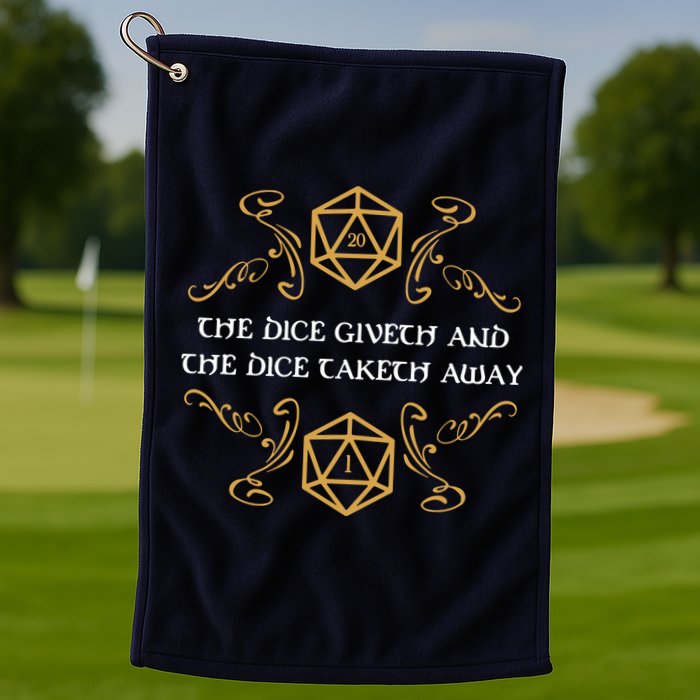 The Dice Giveth And Taketh Dungeons And Dragons Inspired Golf Towel