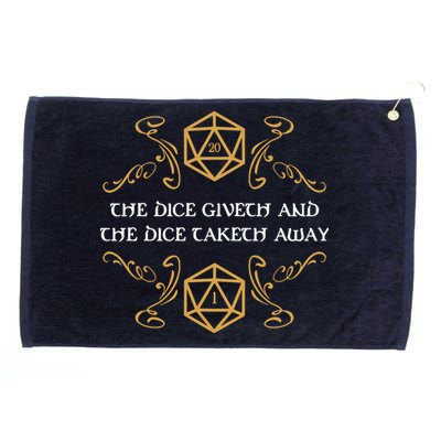 The Dice Giveth And Taketh Dungeons And Dragons Inspired Grommeted Golf Towel