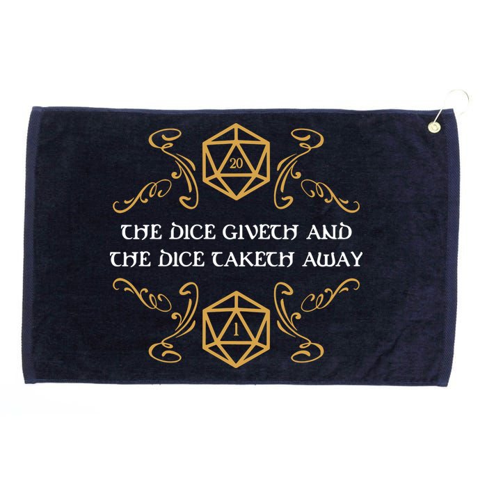 The Dice Giveth And Taketh Dungeons And Dragons Inspired Grommeted Golf Towel