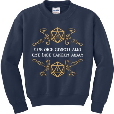 The Dice Giveth And Taketh Dungeons And Dragons Inspired Kids Sweatshirt