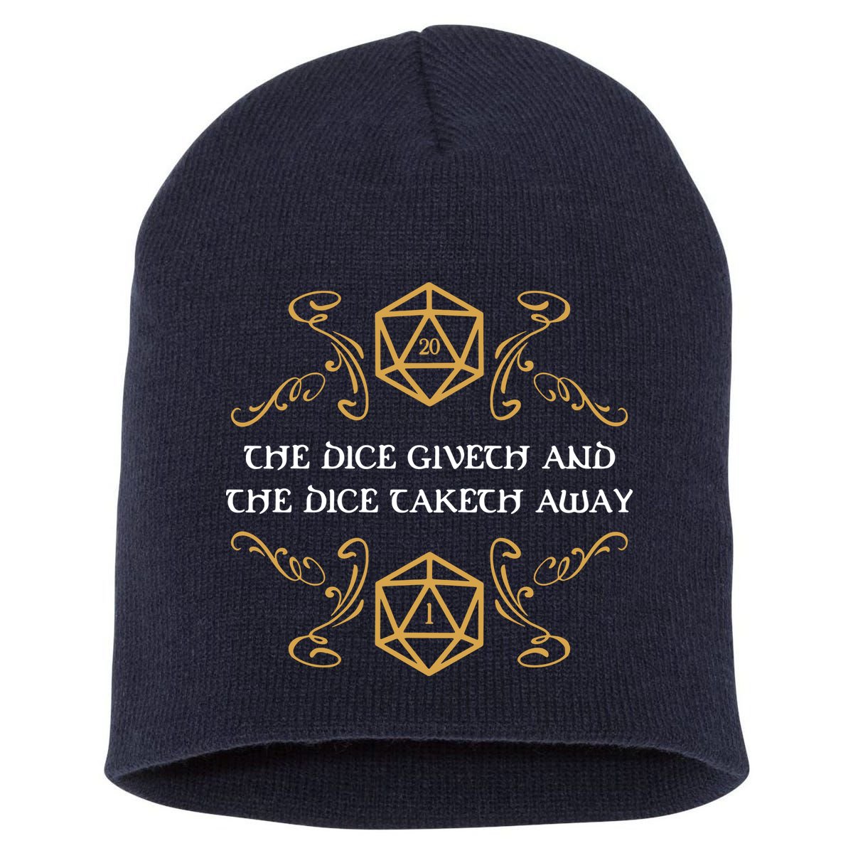 The Dice Giveth And Taketh Dungeons And Dragons Inspired Short Acrylic Beanie