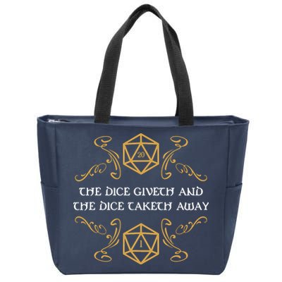 The Dice Giveth And Taketh Dungeons And Dragons Inspired Zip Tote Bag