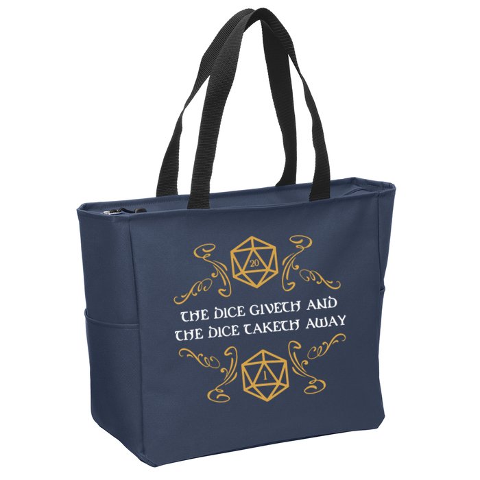 The Dice Giveth And Taketh Dungeons And Dragons Inspired Zip Tote Bag