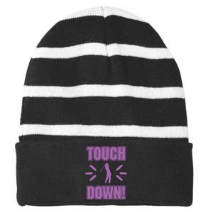 Touch Down Golf Striped Beanie with Solid Band