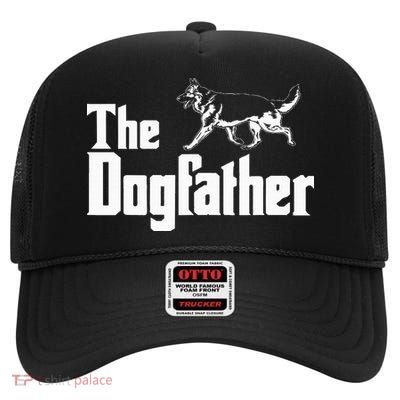 The Dogfather German Shepherd Funny Gift High Crown Mesh Back Trucker Hat