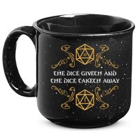 The Dice Giveth And Taketh Dungeons And Dragons Inspired 15oz Campfire Ceramic Mug