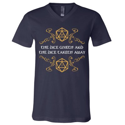 The Dice Giveth And Taketh Dungeons And Dragons Inspired V-Neck T-Shirt
