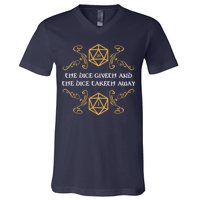 The Dice Giveth And Taketh Dungeons And Dragons Inspired V-Neck T-Shirt