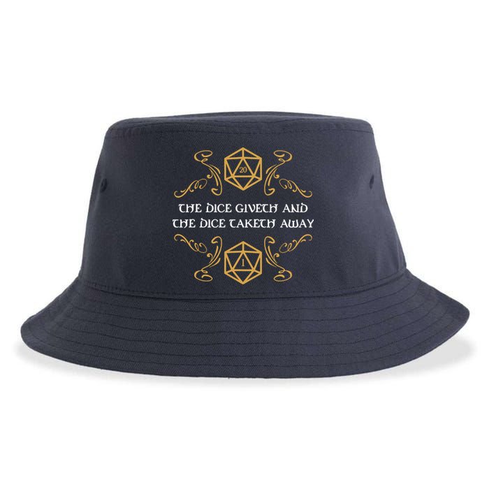 The Dice Giveth And Taketh Dungeons And Dragons Inspired Sustainable Bucket Hat
