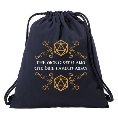 The Dice Giveth And Taketh Dungeons And Dragons Inspired Drawstring Bag