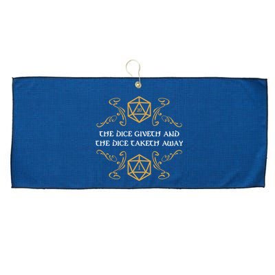 The Dice Giveth And Taketh Dungeons And Dragons Inspired Large Microfiber Waffle Golf Towel