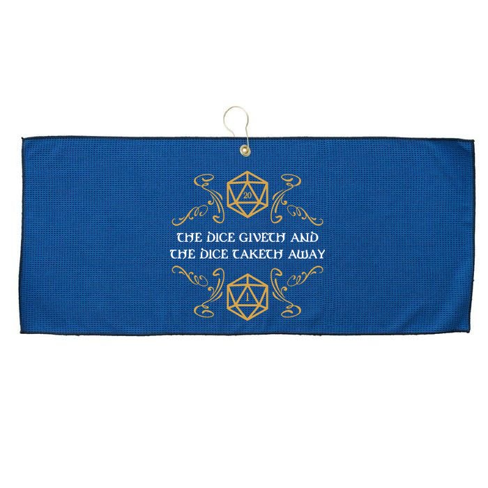 The Dice Giveth And Taketh Dungeons And Dragons Inspired Large Microfiber Waffle Golf Towel