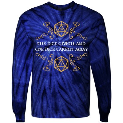 The Dice Giveth And Taketh Dungeons And Dragons Inspired Tie-Dye Long Sleeve Shirt