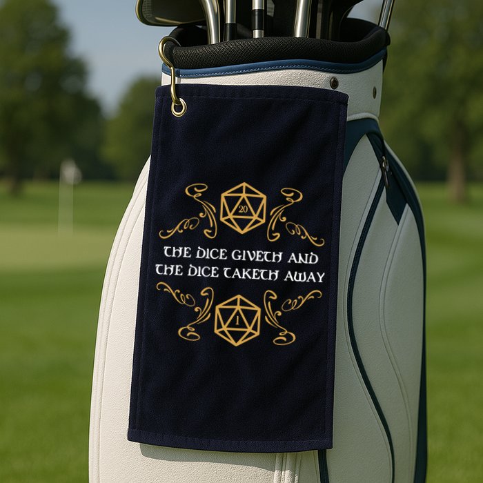 The Dice Giveth And Taketh Dungeons And Dragons Inspired Golf Towel
