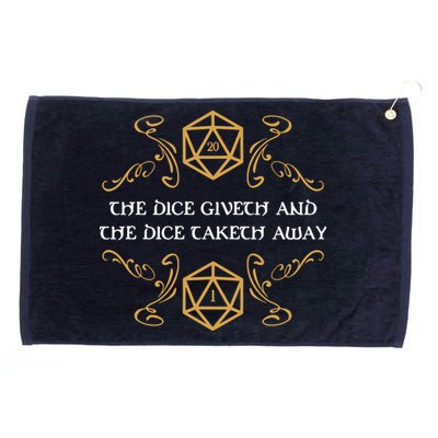 The Dice Giveth And Taketh Dungeons And Dragons Inspired Grommeted Golf Towel