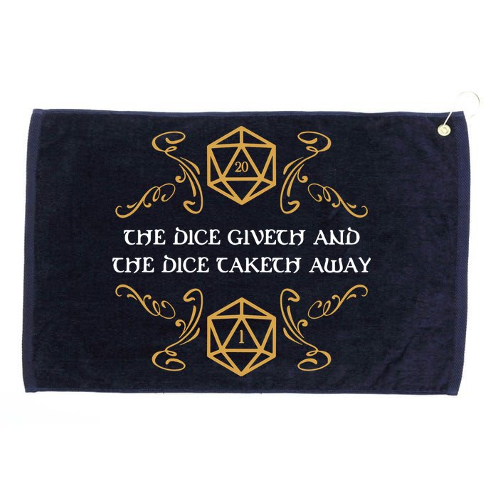 The Dice Giveth And Taketh Dungeons And Dragons Inspired Grommeted Golf Towel