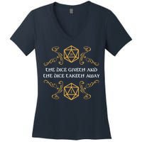 The Dice Giveth And Taketh Dungeons And Dragons Inspired Women's V-Neck T-Shirt