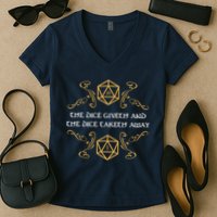The Dice Giveth And Taketh Dungeons And Dragons Inspired Women's V-Neck T-Shirt