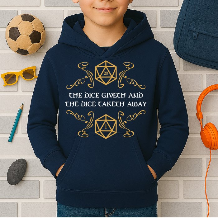 The Dice Giveth And Taketh Dungeons And Dragons Inspired Kids Hoodie