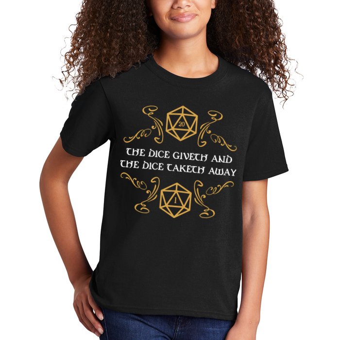 The Dice Giveth And Taketh Dungeons And Dragons Inspired Kids T-Shirt