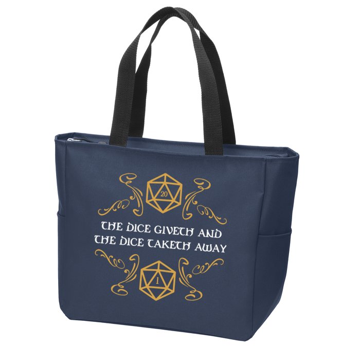 The Dice Giveth And Taketh Dungeons And Dragons Inspired Zip Tote Bag