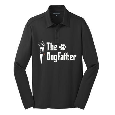 The Dogfather Great Dane Dog Dad Fathers Day Gift Silk Touch Performance Long Sleeve Polo