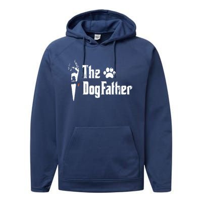 The Dogfather Great Dane Dog Dad Fathers Day Gift Performance Fleece Hoodie