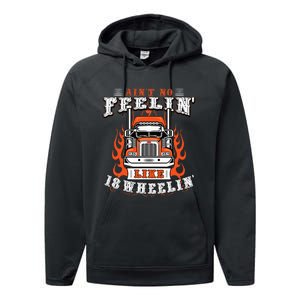 Truck Driver Gift Semi Big Rig Trucking Trailer Truck Performance Fleece Hoodie