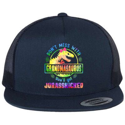 Tie Dye Grandmasaurus MotherS Day T Rex Dinosaurs Lover Meaningful Gift Flat Bill Trucker Hat