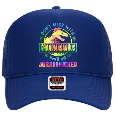 Tie Dye Grandmasaurus MotherS Day T Rex Dinosaurs Lover Meaningful Gift High Crown Mesh Back Trucker Hat