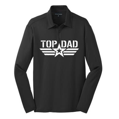 Top Dad Gifts Fathers Day For Daddy Dad Retro Patriotic Silk Touch Performance Long Sleeve Polo