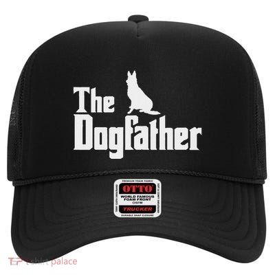 The Dogfather German Shepherd Gift High Crown Mesh Back Trucker Hat