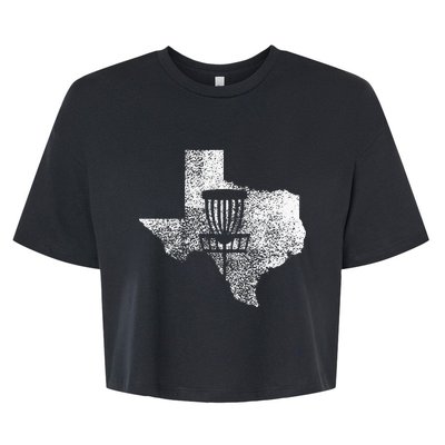 Texas Disc Golf State With Basket Distressed Bella+Canvas Jersey Crop Tee