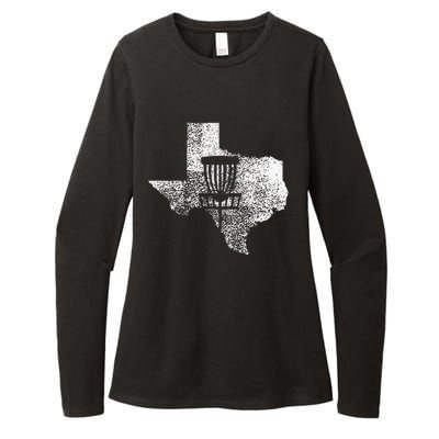 Texas Disc Golf State With Basket Distressed Womens CVC Long Sleeve Shirt