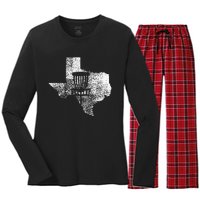 Texas Disc Golf State With Basket Distressed Women's Long Sleeve Flannel Pajama Set 