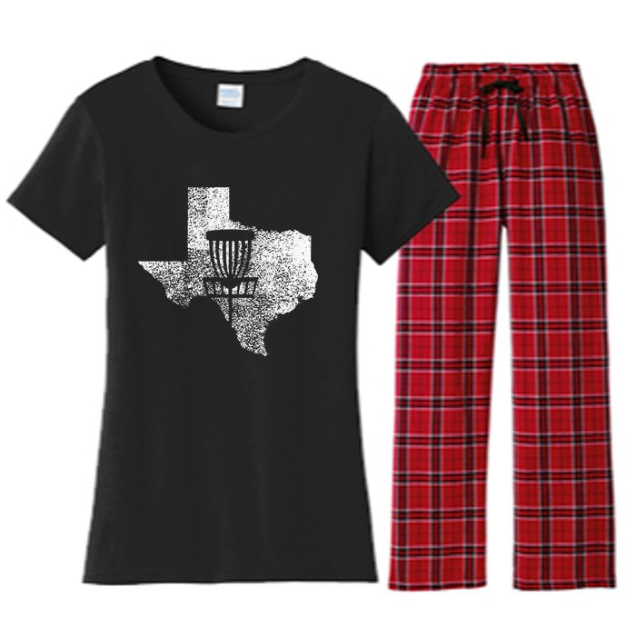 Texas Disc Golf State With Basket Distressed Women's Flannel Pajama Set