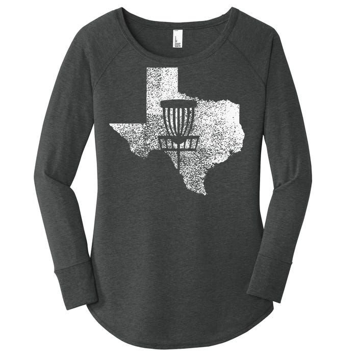 Texas Disc Golf State With Basket Distressed Women's Perfect Tri Tunic Long Sleeve Shirt