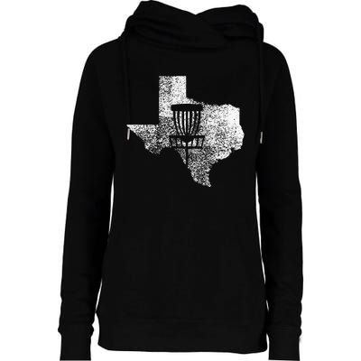 Texas Disc Golf State With Basket Distressed Womens Funnel Neck Pullover Hood