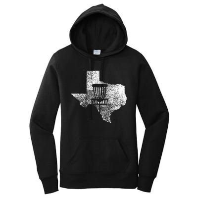 Texas Disc Golf State With Basket Distressed Women's Pullover Hoodie