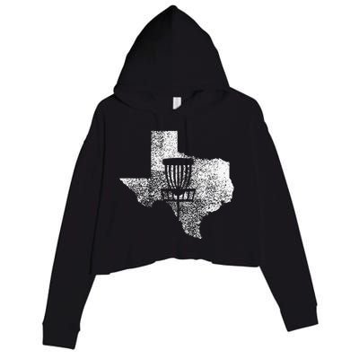 Texas Disc Golf State With Basket Distressed Crop Fleece Hoodie