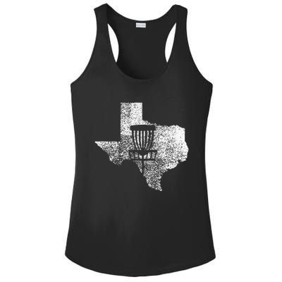 Texas Disc Golf State With Basket Distressed Ladies PosiCharge Competitor Racerback Tank