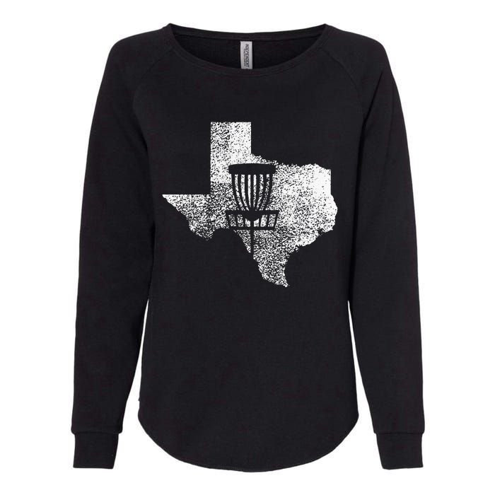 Texas Disc Golf State With Basket Distressed Womens California Wash Sweatshirt