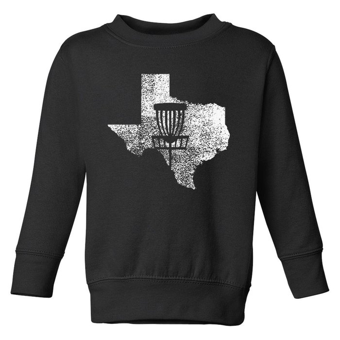 Texas Disc Golf State With Basket Distressed Toddler Sweatshirt