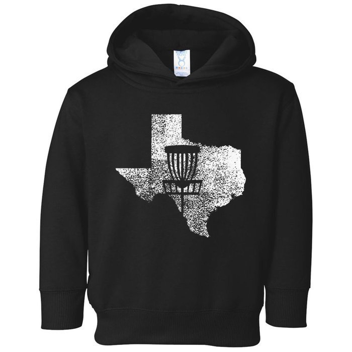 Texas Disc Golf State With Basket Distressed Toddler Hoodie