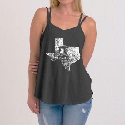 Texas Disc Golf State With Basket Distressed Women's Strappy Tank